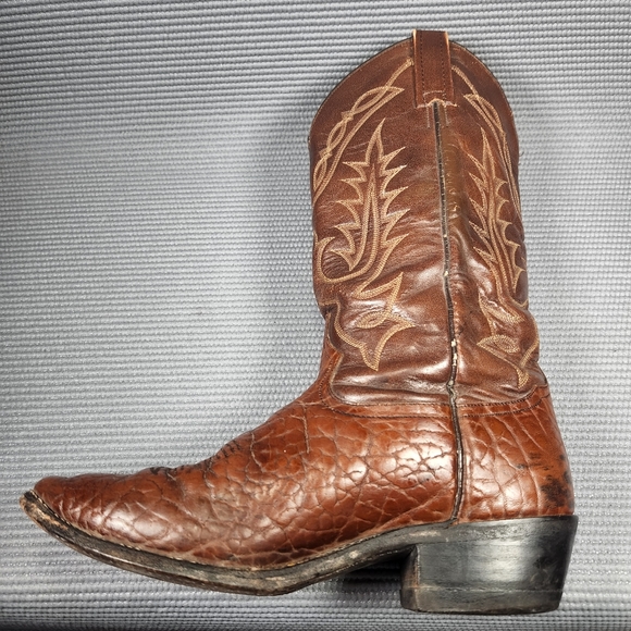 Tony Lama Men's 10D Brown Bullhide Pampas Leather Western Cowboy Boots VM2955 - Picture 7 of 12